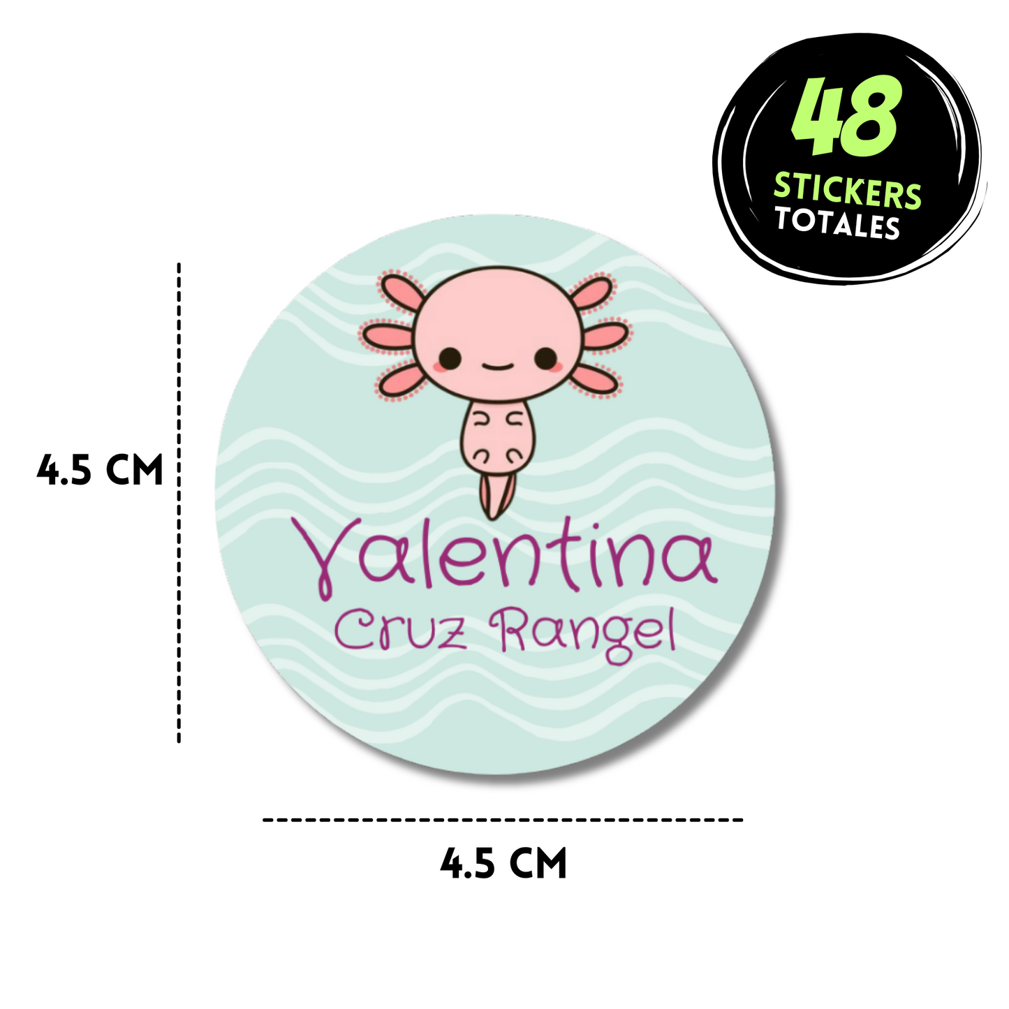 Ajolote Stickers de papel  redondas personalizadas