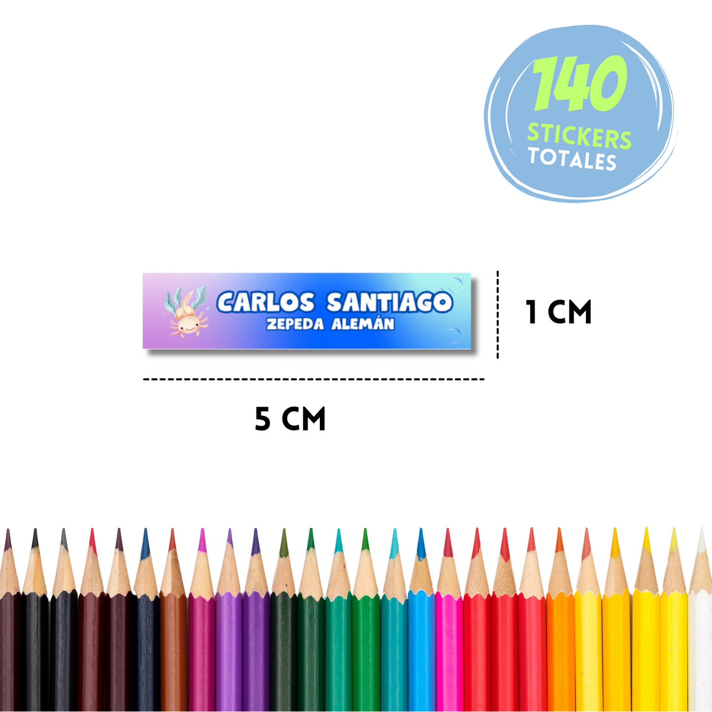 Ajolote nadando con burbujas Stickers para libros, libretas, cuadernos