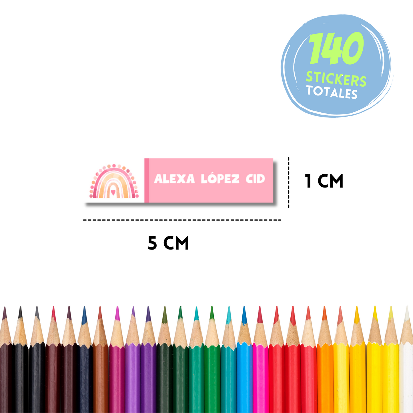 Arcoíris rosa Stickers para libros, libretas, cuadernos