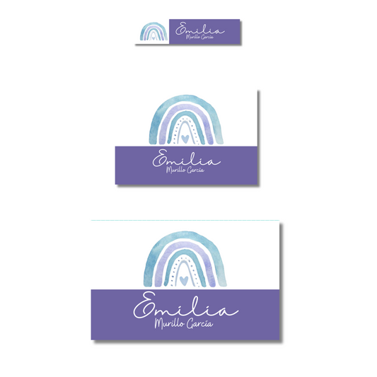 Arcoíris morado etiquetas adhesivas personalizadas