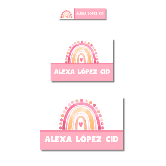 Arcoíris rosa etiquetas adhesivas personalizadas