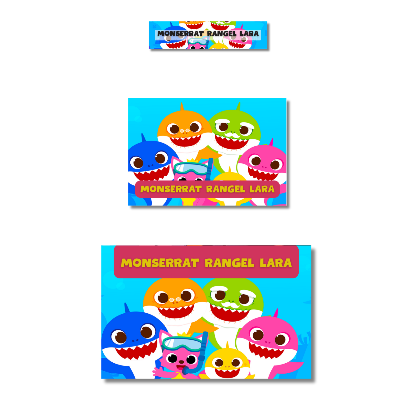 Baby Shark amigos fornite marvel etiquetas adhesivas personalizadas