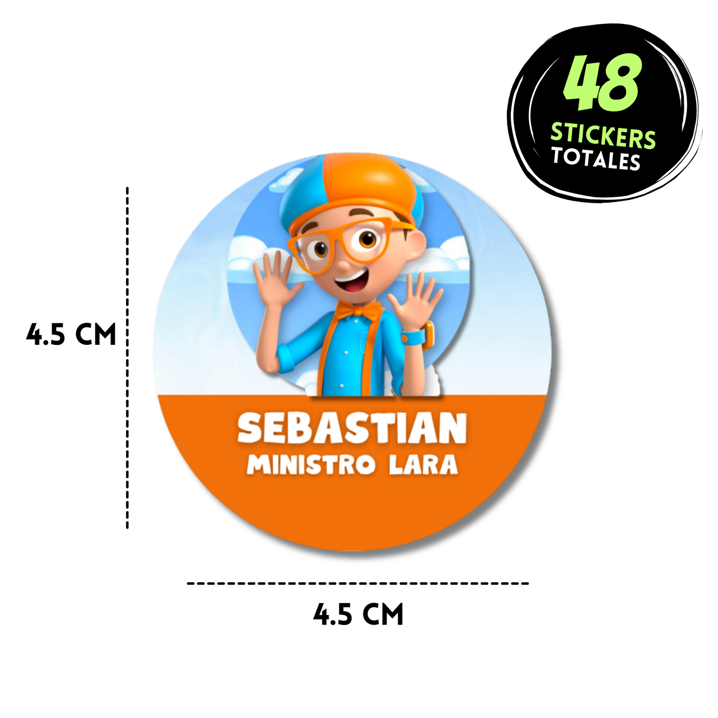 Blippi hola Stickers de papel  redondas personalizadas
