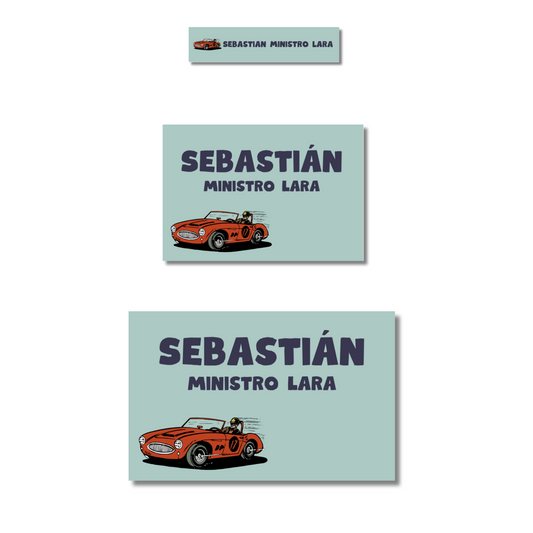 Carro deportivo vintage etiquetas adhesivas personalizadas