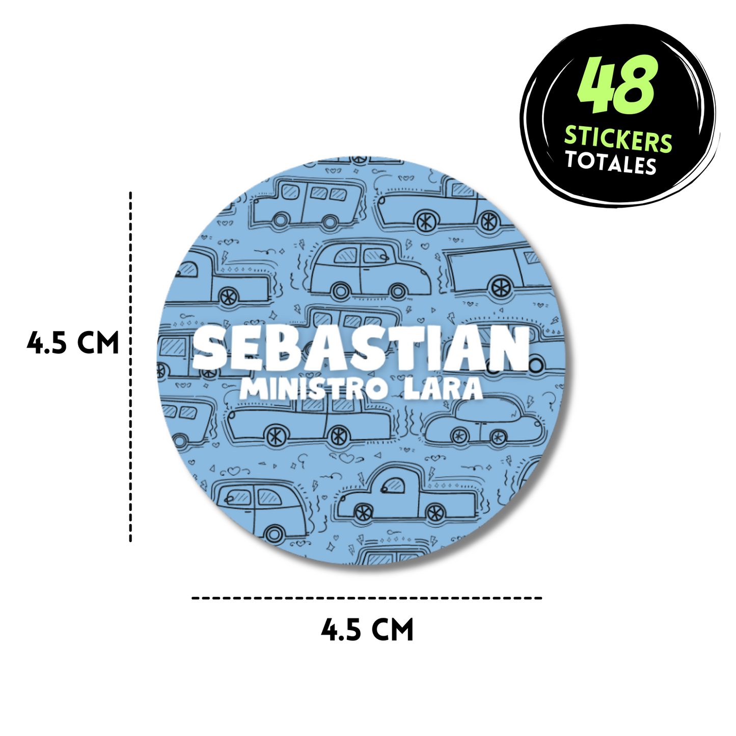 Carros Fondo Azul Stickers de papel  redondas personalizadas