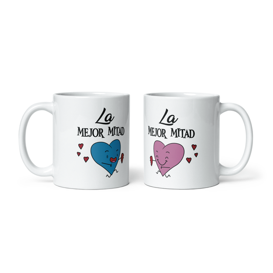 Corazón La Mejor Mitad  Kit Tazas