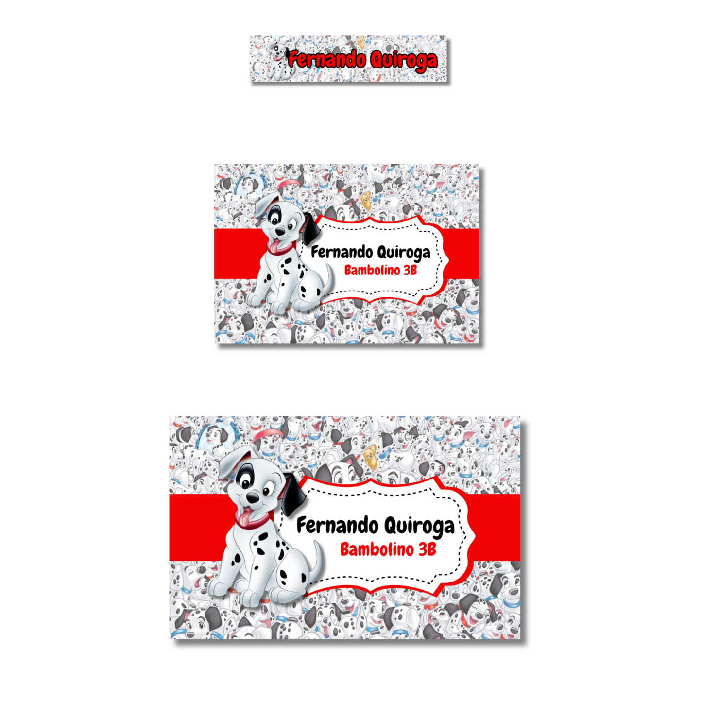 101 Dálmatas Etiquetas Escolares Personalizadas Libretas, Libros y Lápices