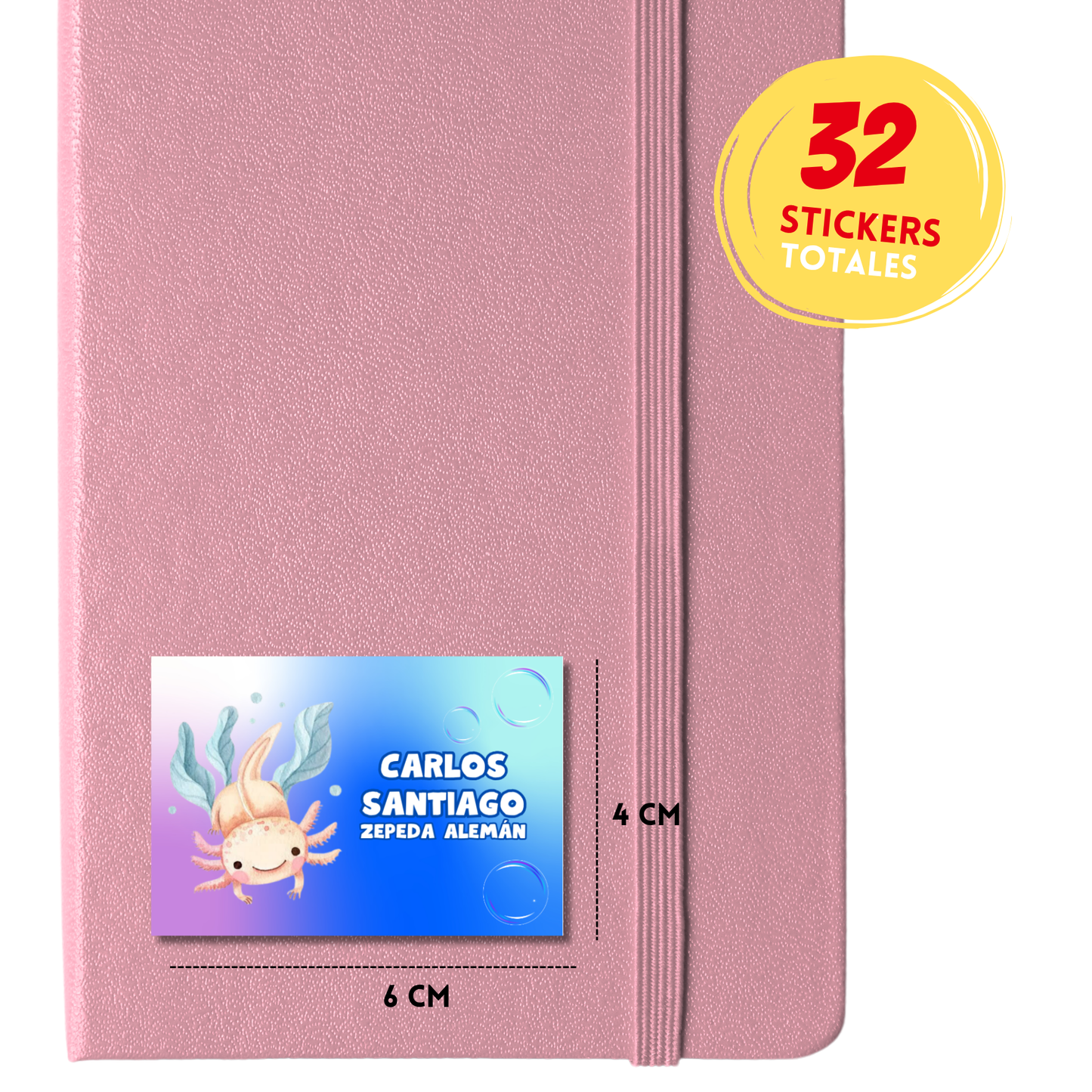 Ajolote nadando con burbujas etiquetas adhesivas personalizadas tipo stickers