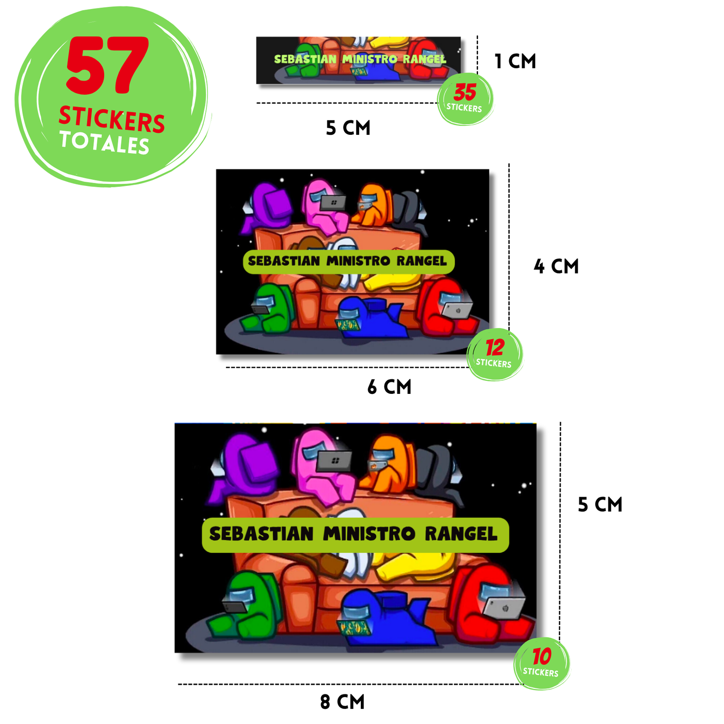 Among us amigosstickers adhesivas personalizadas para libros, libretas, cuadernos