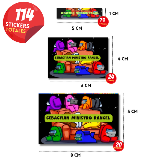 Among us amigos etiquetas adhesivas personalizadas diferentes medidas