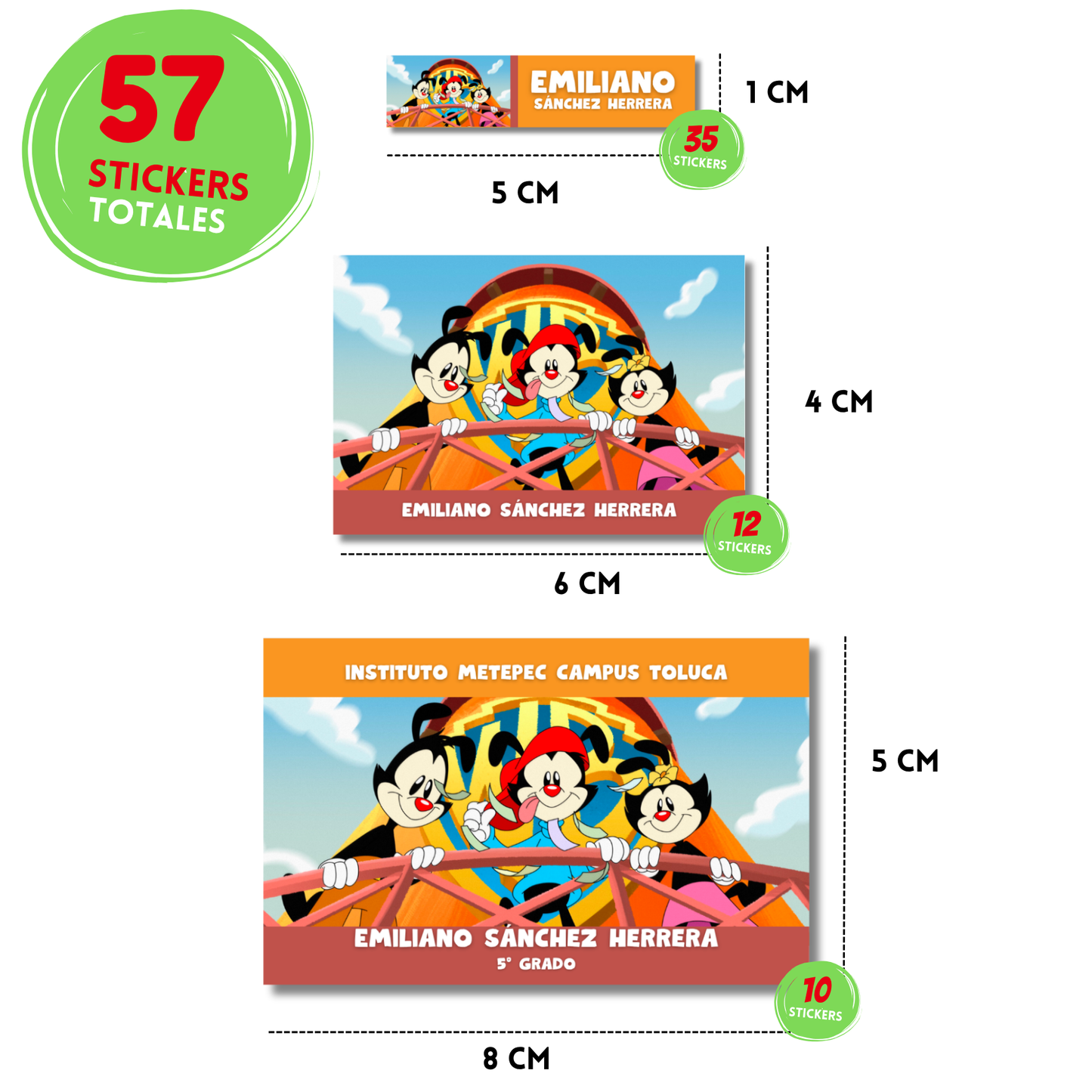 Animaniacs stickers adhesivas personalizadas para libros, libretas, cuadernos