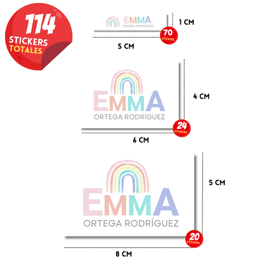 Arcoíris colores pasteles Etiquetas Escolares Personalizadas Libretas, Libros y Lápices (Copy) (Copy) (Copy)