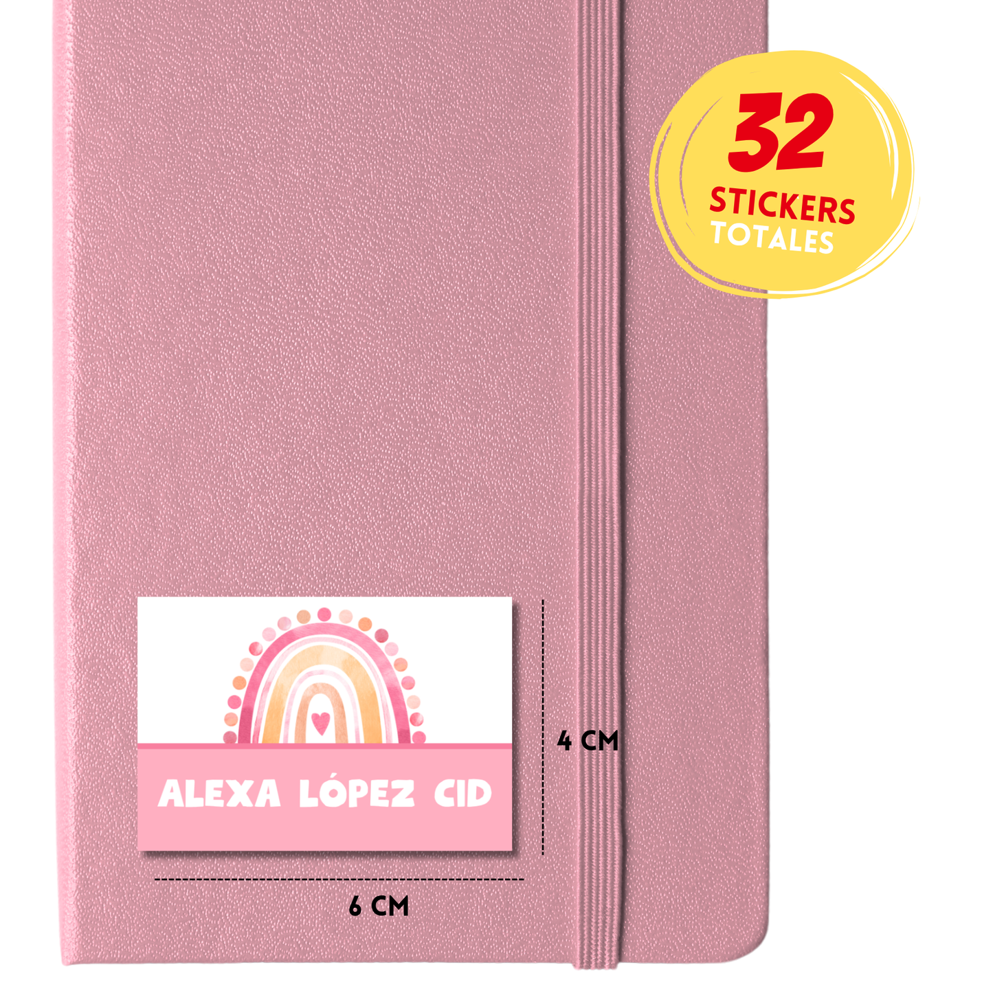 Arcoíris rosa etiquetas adhesivas personalizadas tipo stickers
