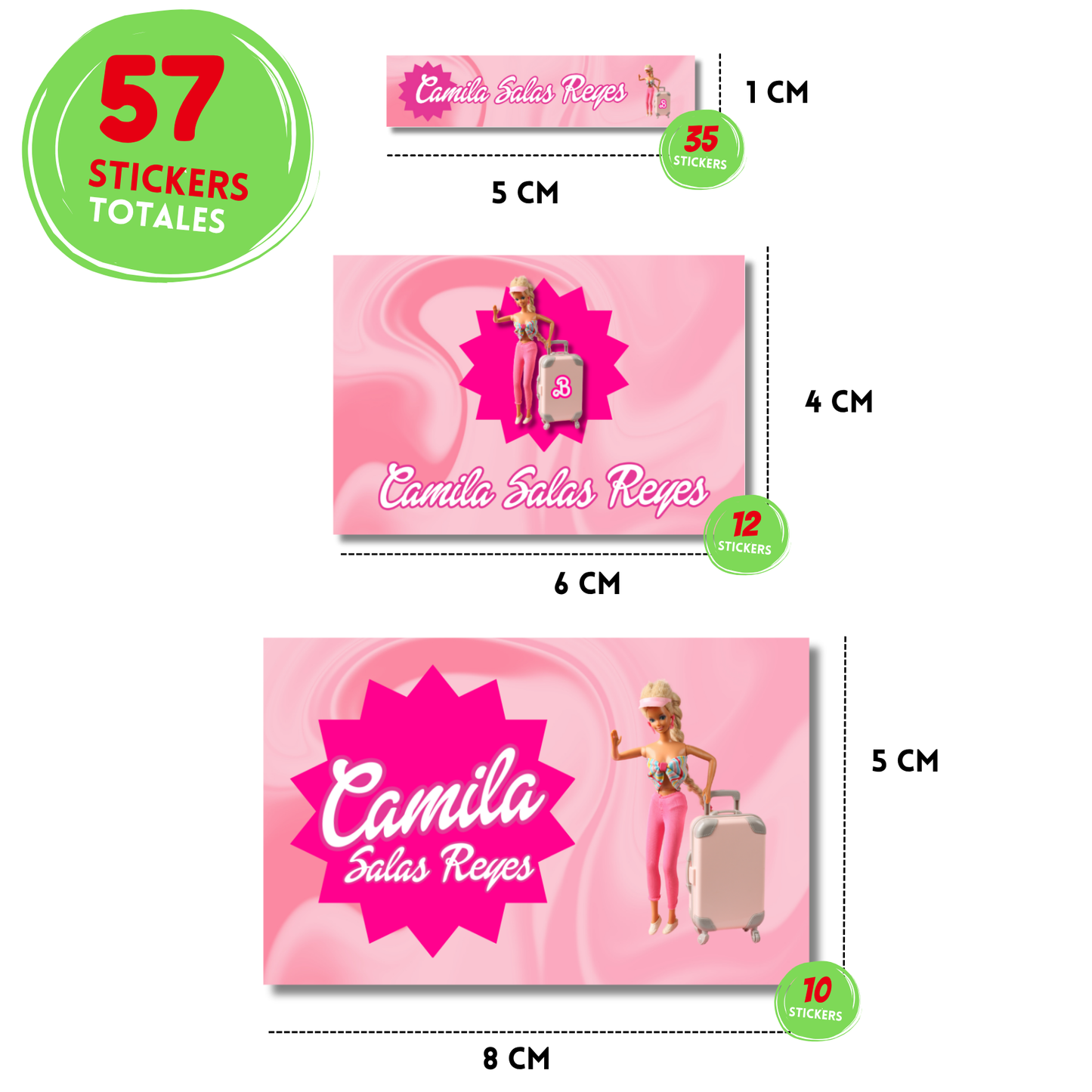 Barbie stickers adhesivas personalizadas para libros, libretas, cuadernos