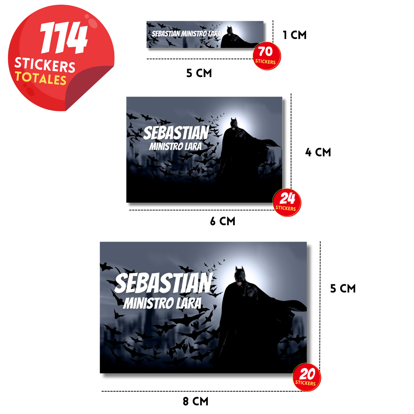 Batman noche etiquetas adhesivas personalizadas diferentes medidas