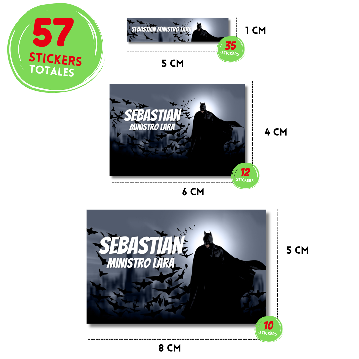 Batman noche stickers adhesivas personalizadas para libros, libretas, cuadernos