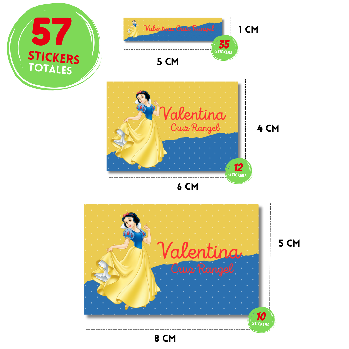 Blanca Nieves stickers adhesivas personalizadas para libros, libretas, cuadernos