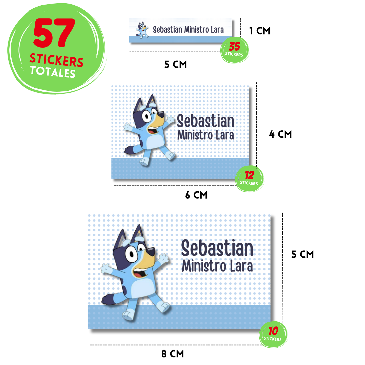 Bluey stickers adhesivas personalizadas para libros, libretas, cuadernos