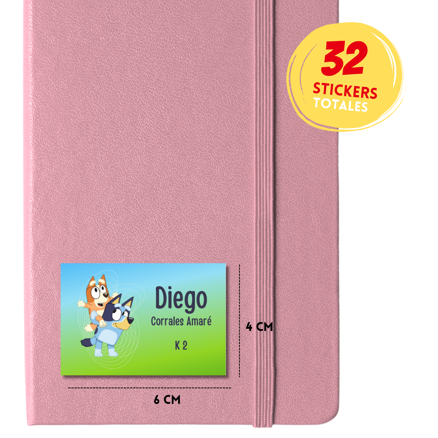 Bluey y Bingo etiquetas adhesivas personalizadas tipo stickers