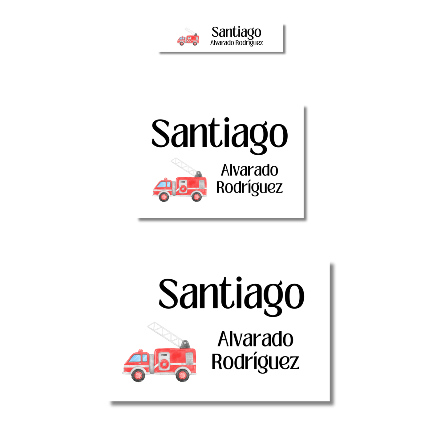 Camión bomberos Etiquetas Escolares Personalizadas Libretas, Libros y Lápices