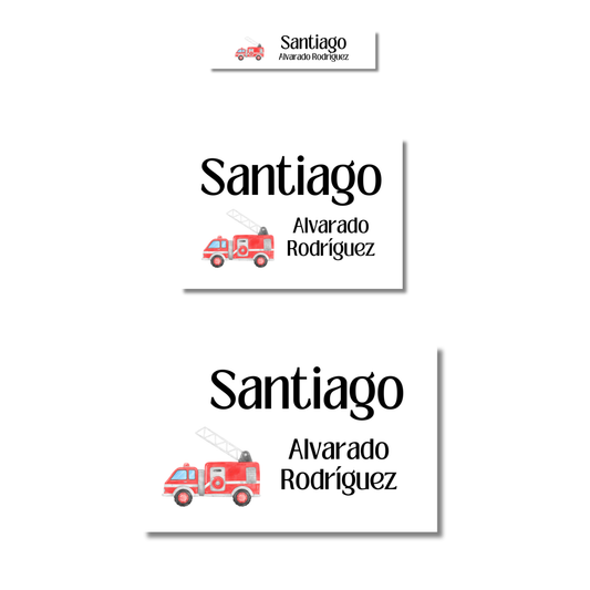 Camión bomberos Etiquetas Escolares Personalizadas Libretas, Libros y Lápices