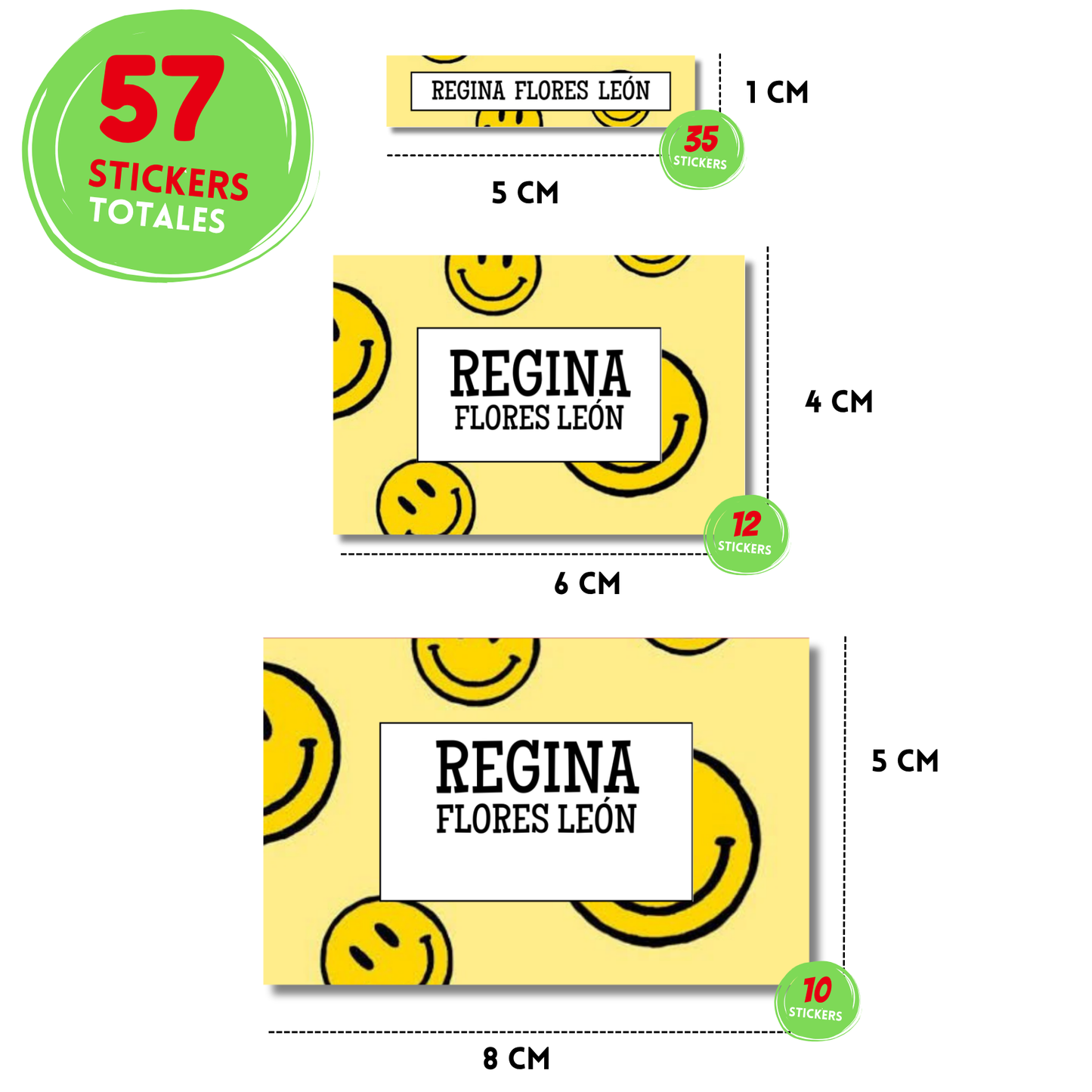 Carita feliz stickers adhesivas personalizadas para libros, libretas, cuadernos