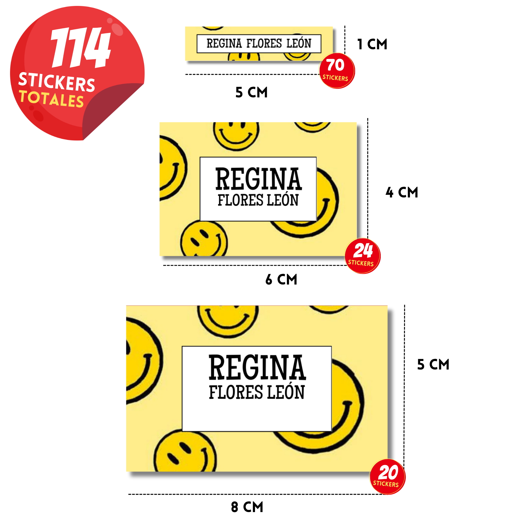 Carita feliz etiquetas adhesivas personalizadas diferentes medidas