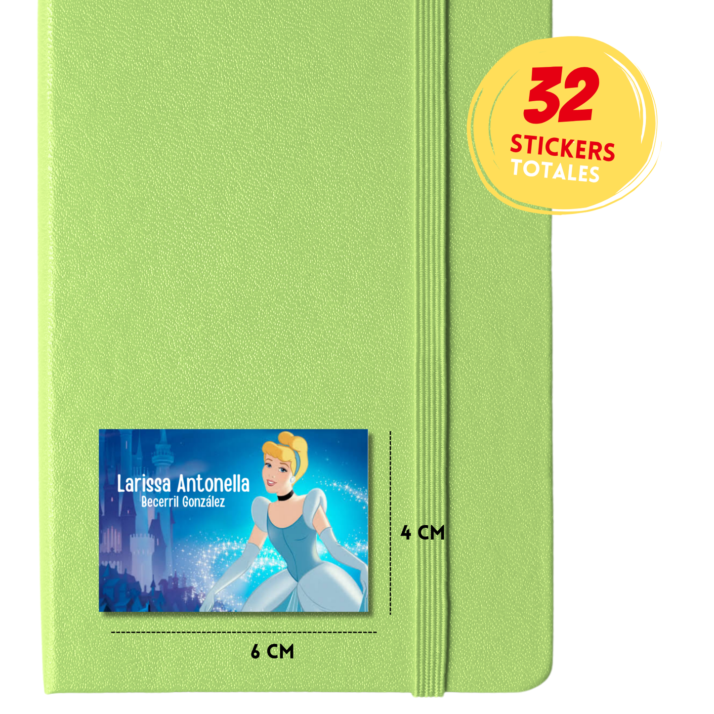 Cenicienta Castillo Etiquetas Escolares Personalizadas Libretas, Libros y Lápices