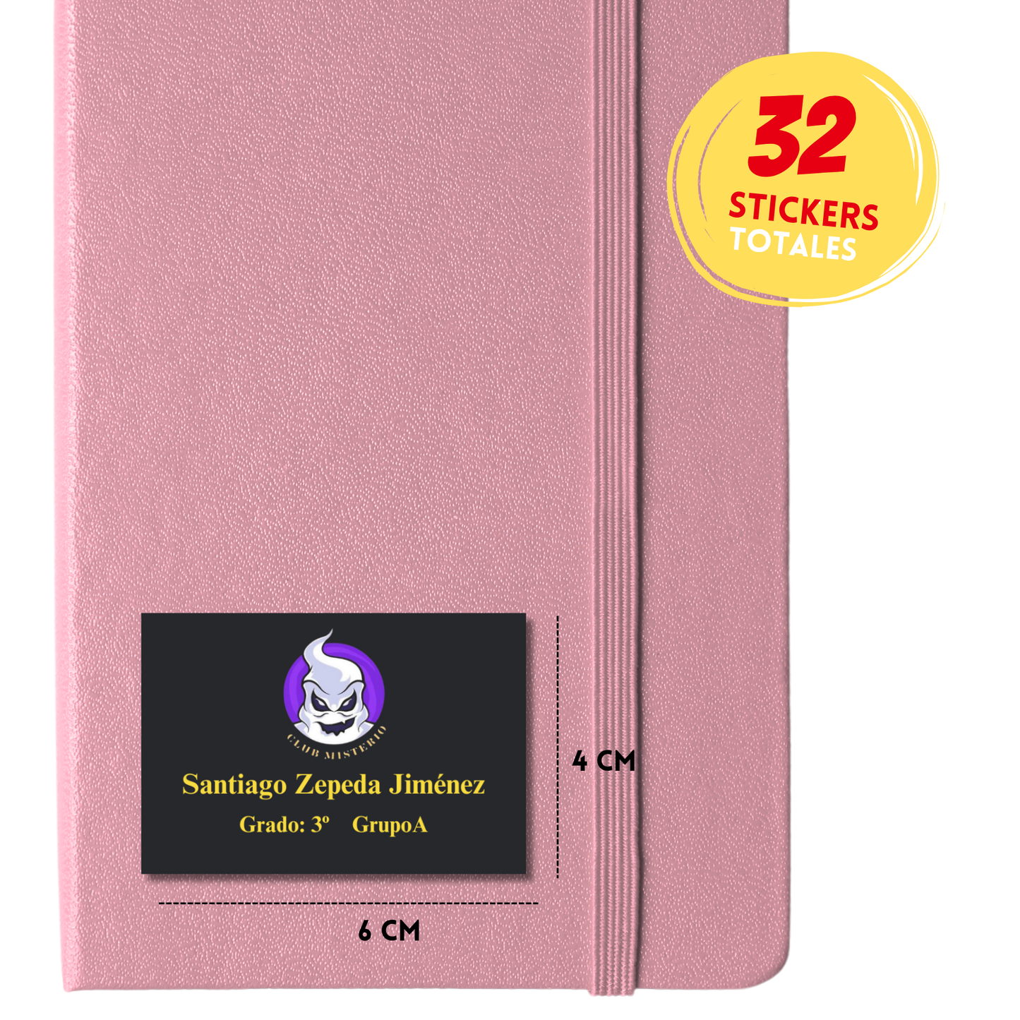 Club misterio Etiquetas Escolares Personalizadas Libretas, Libros y Lápices