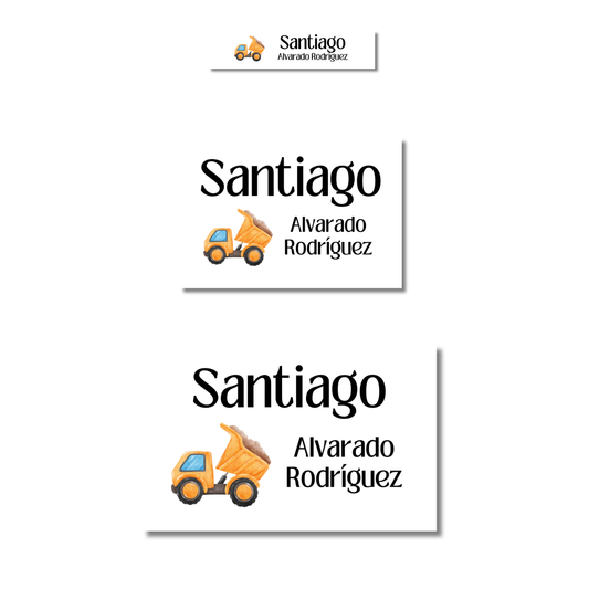 Construcción camión de volteo Etiquetas Escolares Personalizadas Libretas, Libros y Lápices