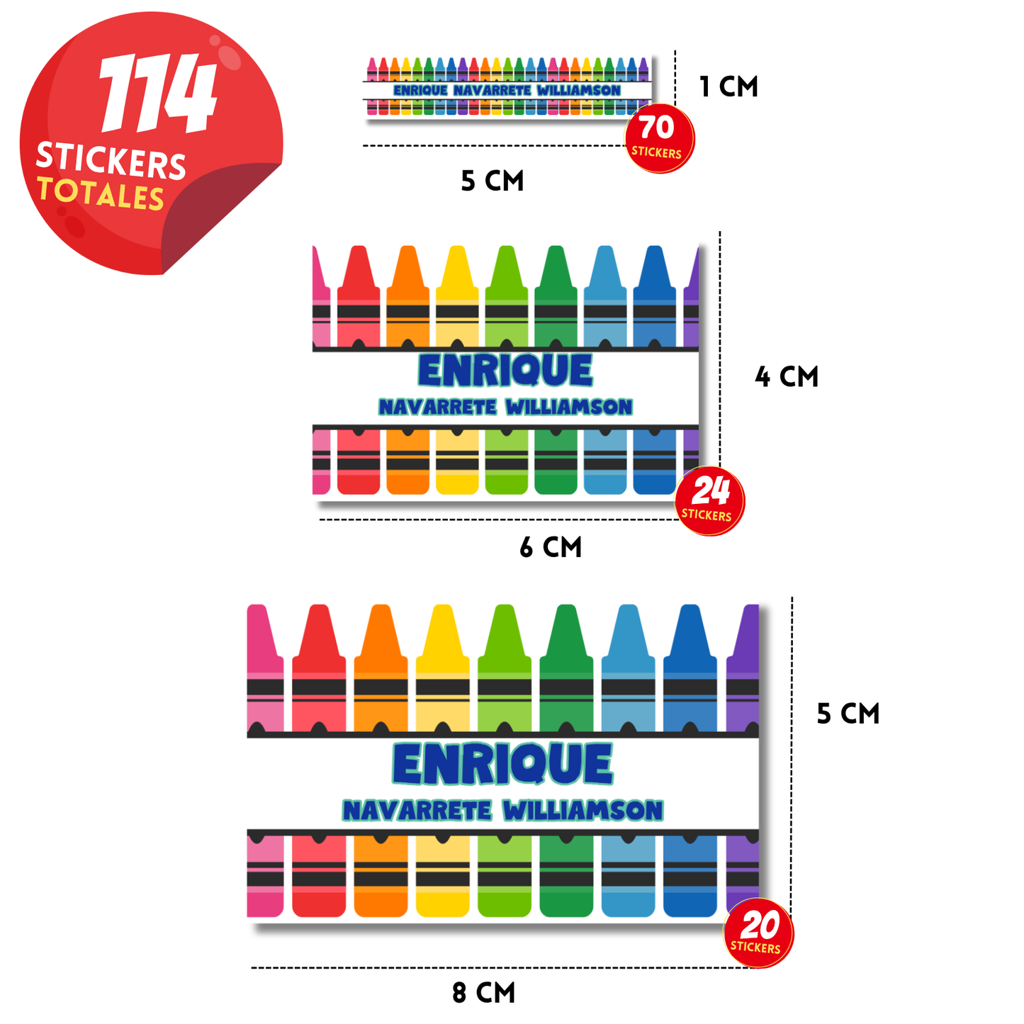 Crayolas Etiquetas Escolares Personalizadas Libretas, Libros y Lápices