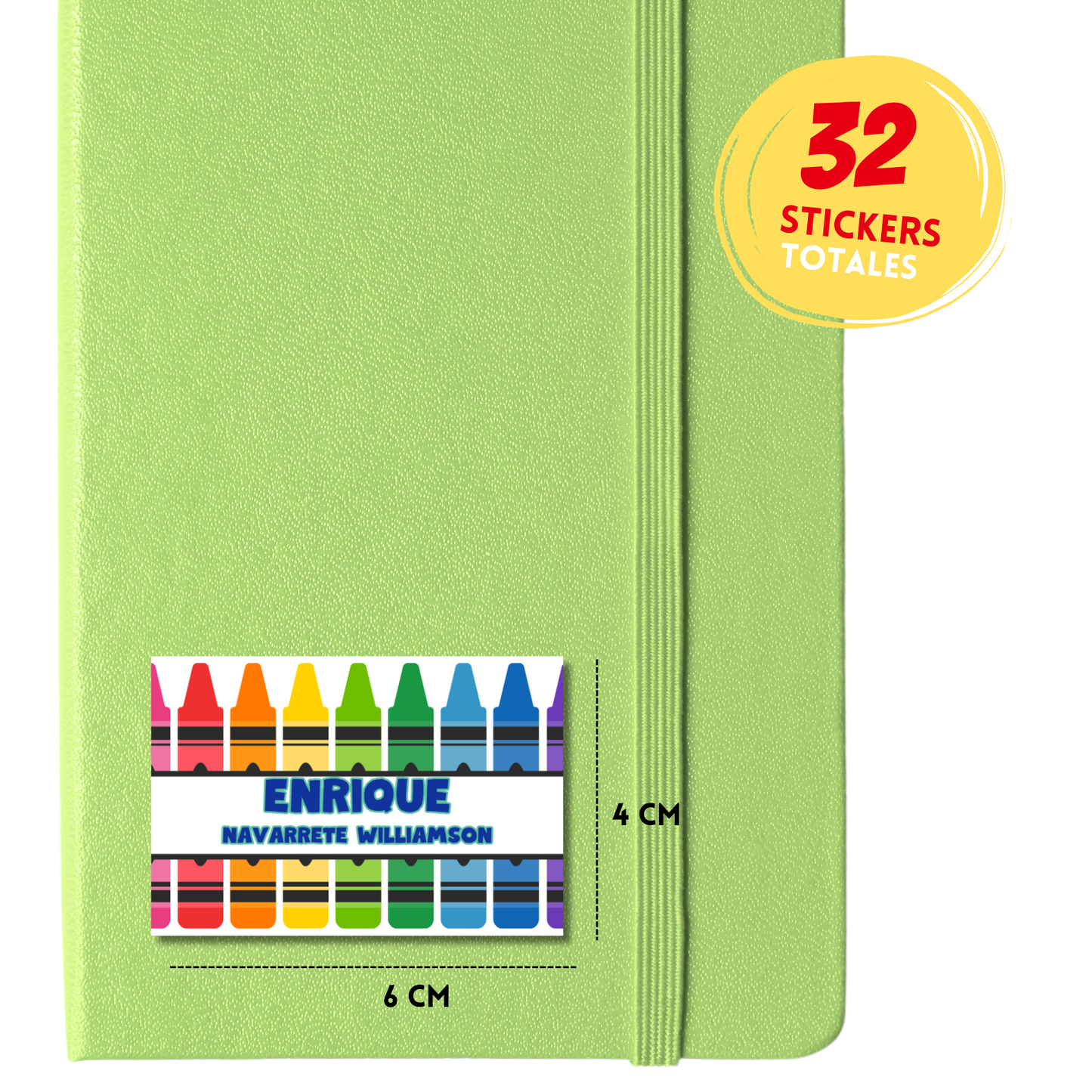 Crayolas Etiquetas Escolares Personalizadas Libretas, Libros y Lápices