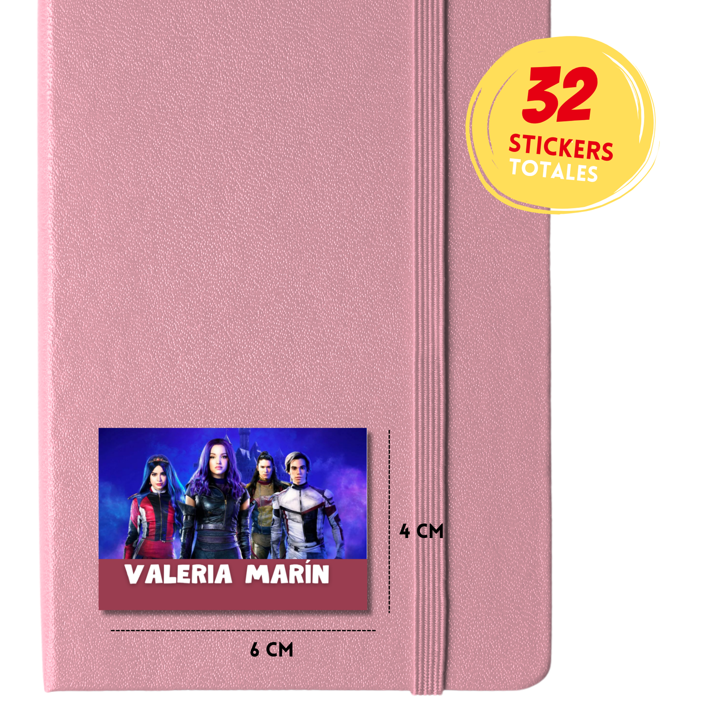 Descendientes Etiquetas Escolares Personalizadas Libretas, Libros y Lápices