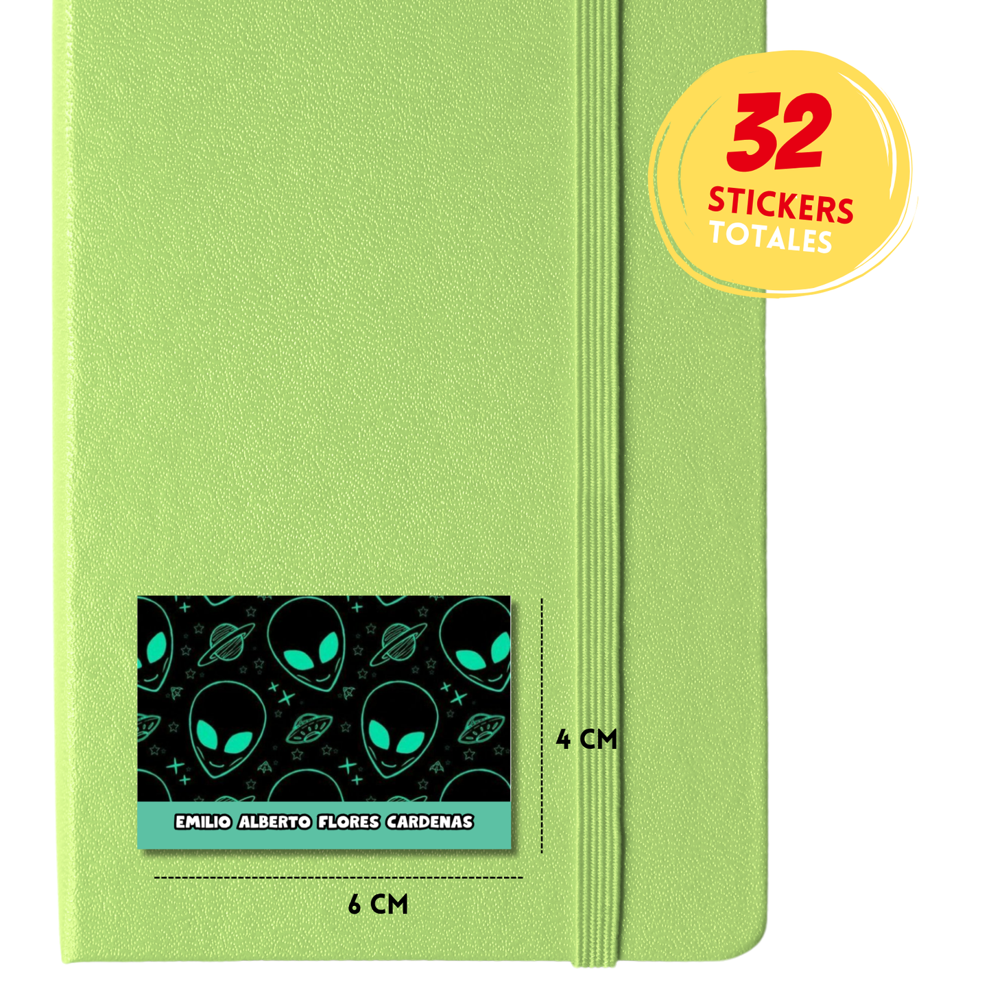 Extraterrestres Etiquetas Escolares Personalizadas Libretas, Libros y Lápices