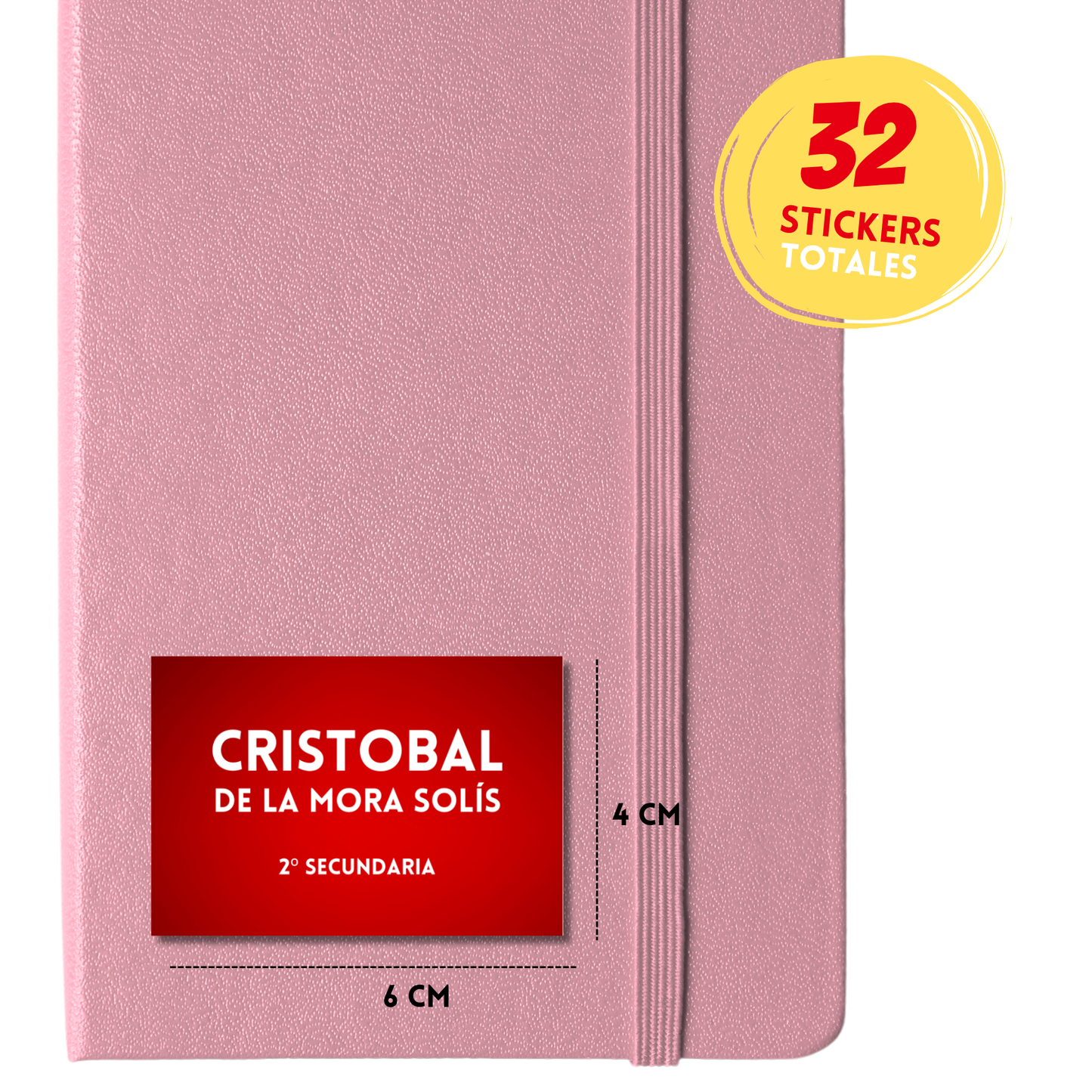 Fondo Rojo Etiquetas Escolares Personalizadas Libretas, Libros y Lápices
