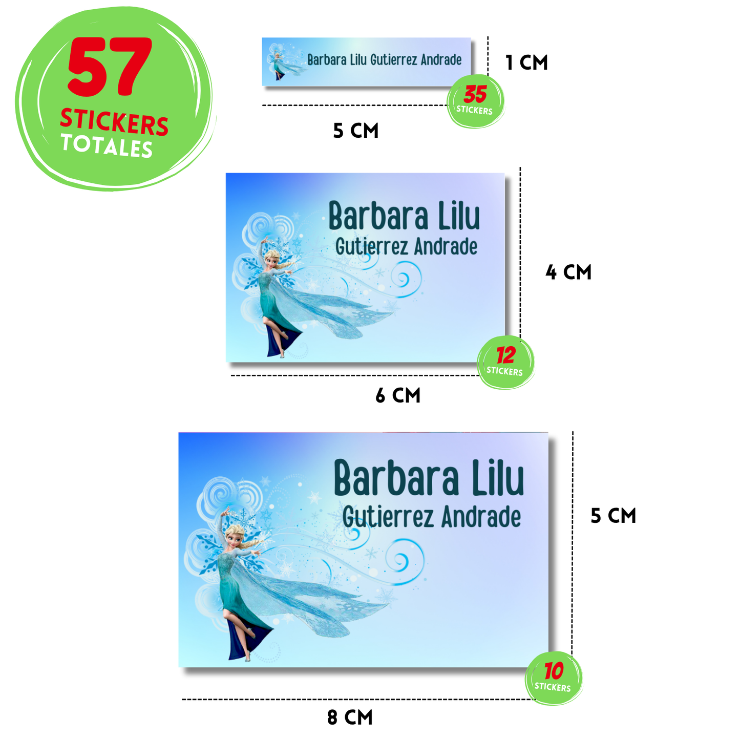 Frozen Elsa Etiquetas Escolares Personalizadas Libretas, Libros y Lápices