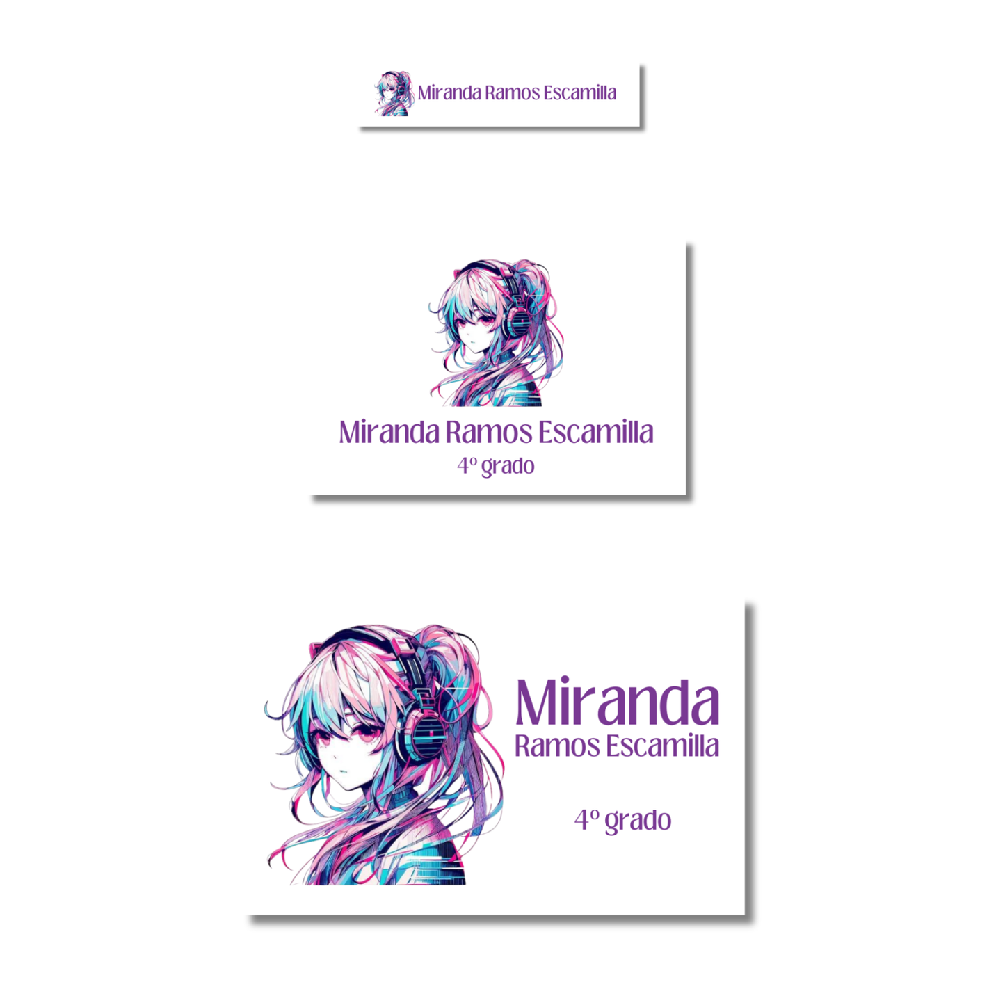 Hatsune Miku Anime Etiquetas Escolares Personalizadas Libretas, Libros y Lápices