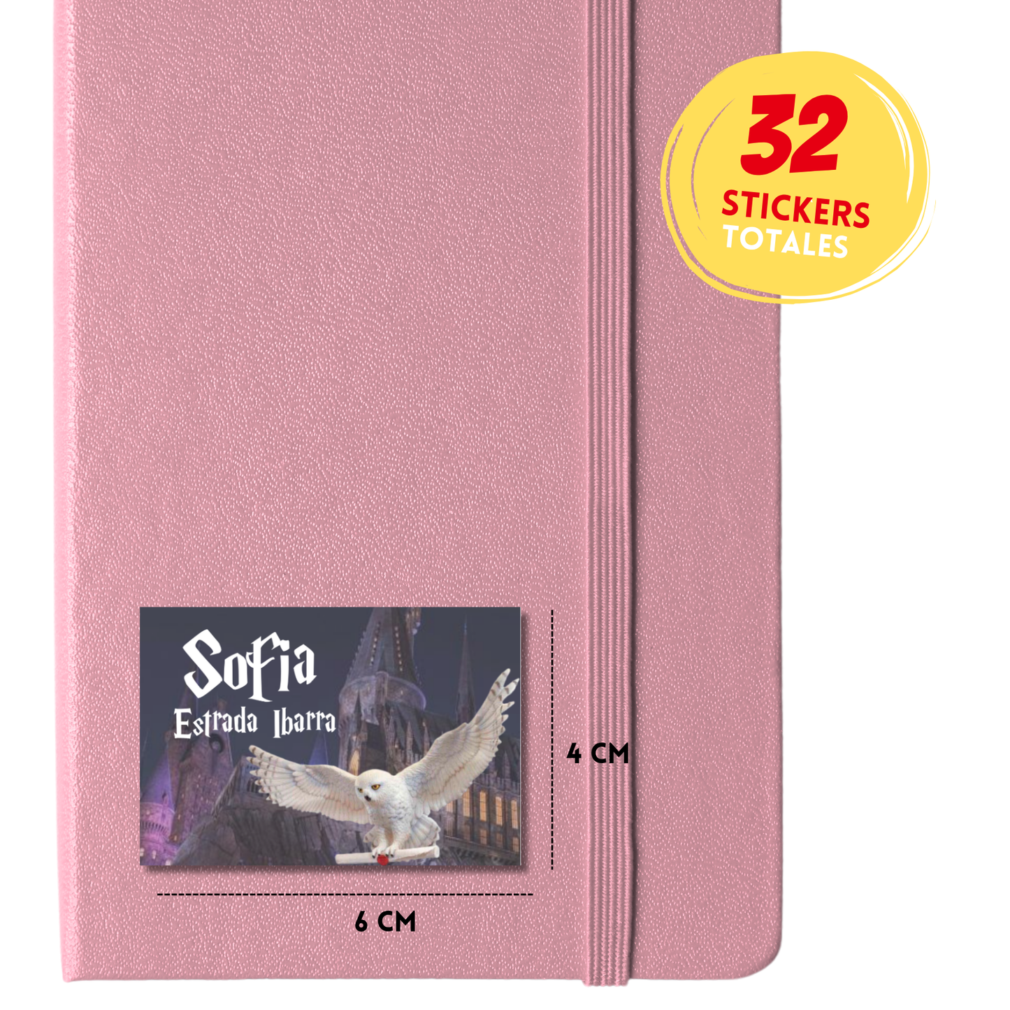 Hedwig Volando Etiquetas Escolares Personalizadas Libretas, Libros y Lápices