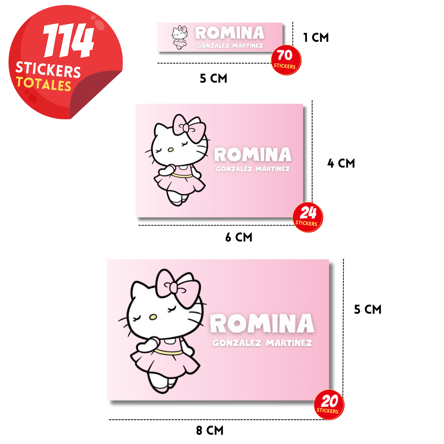 Hello Kitty Bailando Etiquetas Escolares Personalizadas Libretas, Libros y Lápices