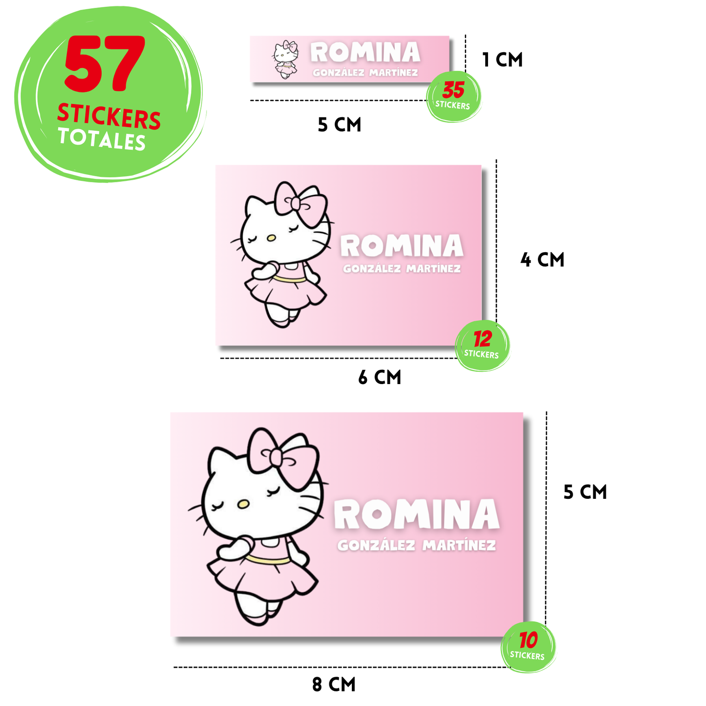 Hello Kitty Bailando Etiquetas Escolares Personalizadas Libretas, Libros y Lápices