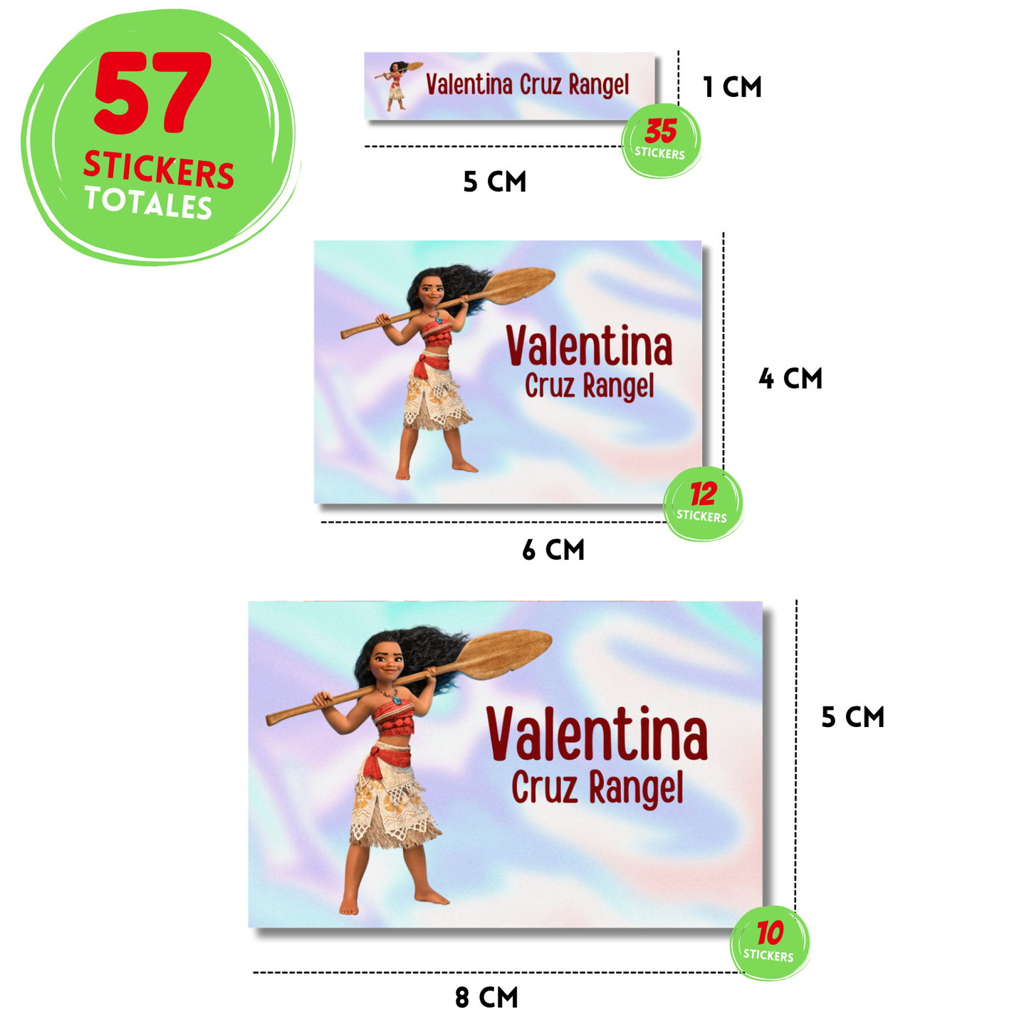 Moana Etiquetas Escolares Personalizadas Libretas, Libros y Lápices