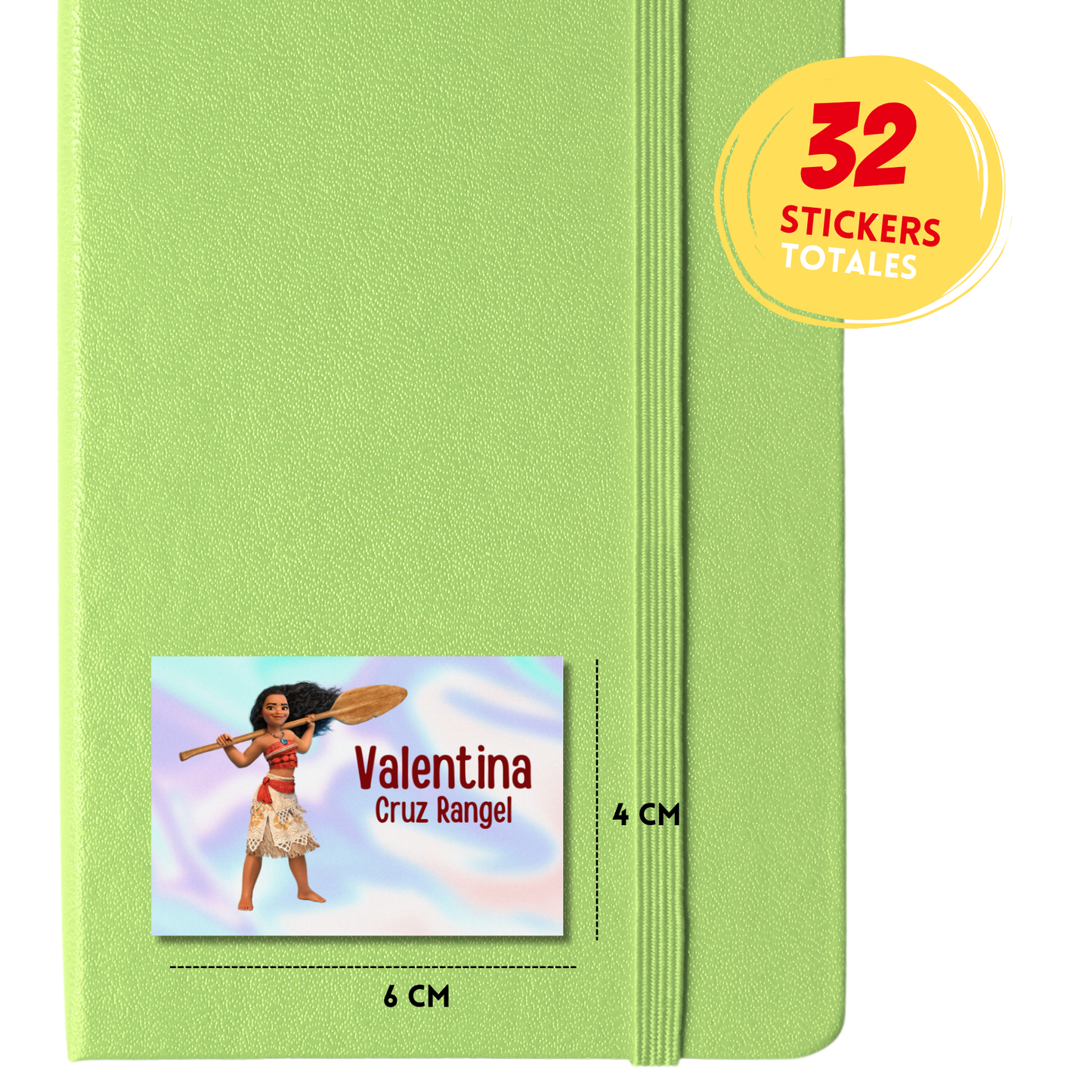 Moana Etiquetas Escolares Personalizadas Libretas, Libros y Lápices