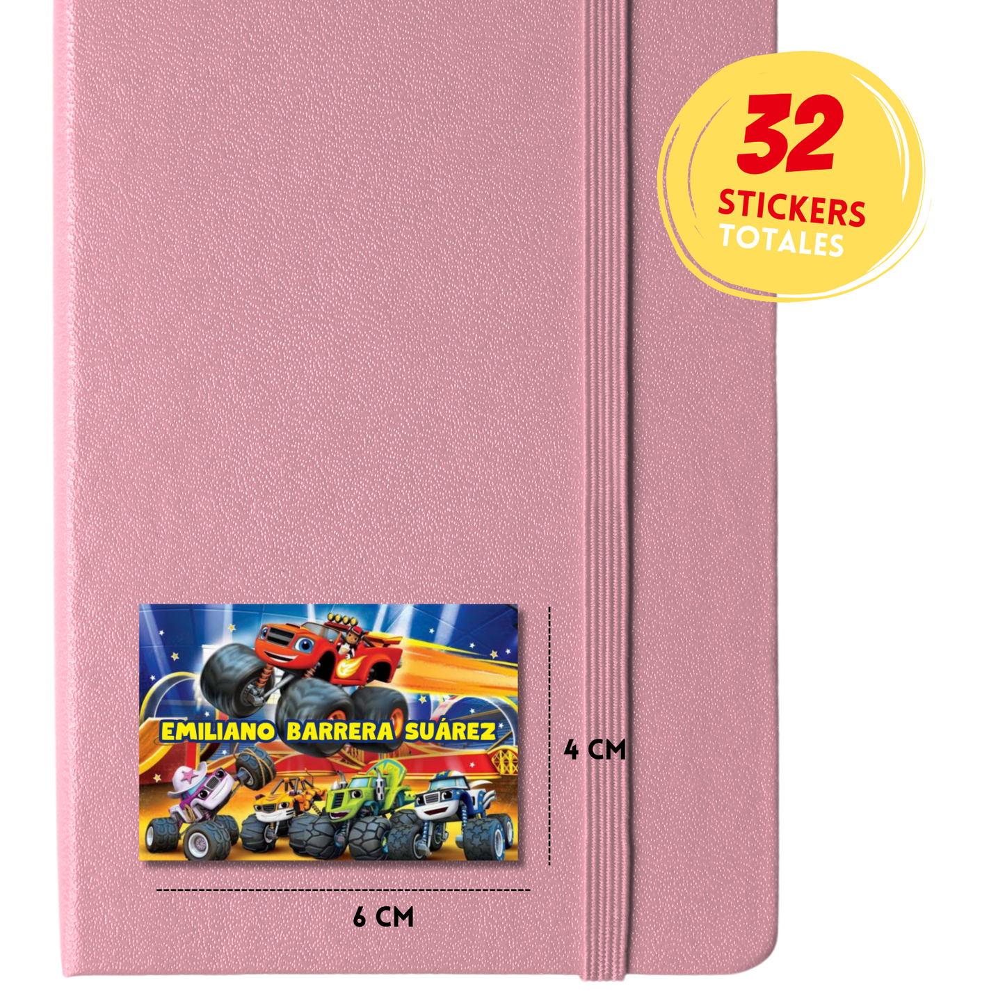 Monster Truck Etiquetas Escolares Personalizadas Libretas, Libros y Lápices