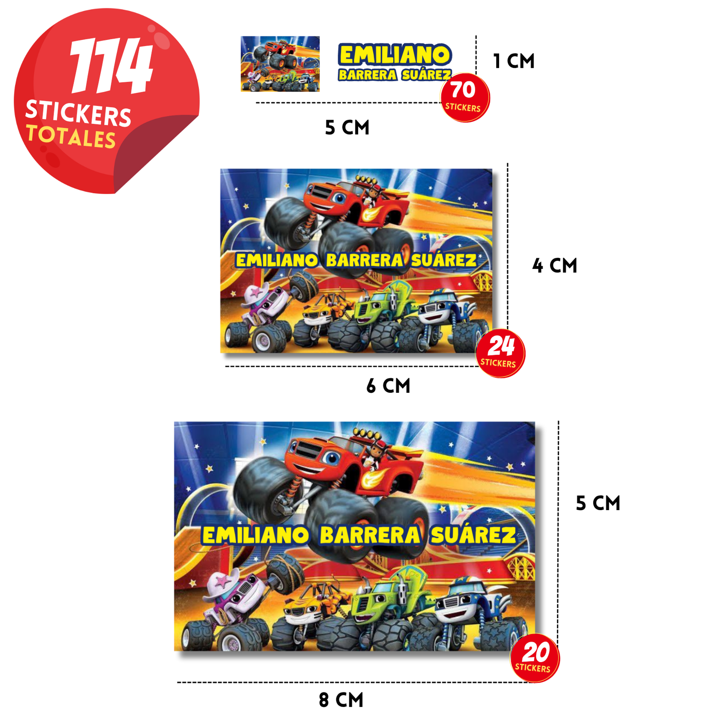 Monster Truck Etiquetas Escolares Personalizadas Libretas, Libros y Lápices