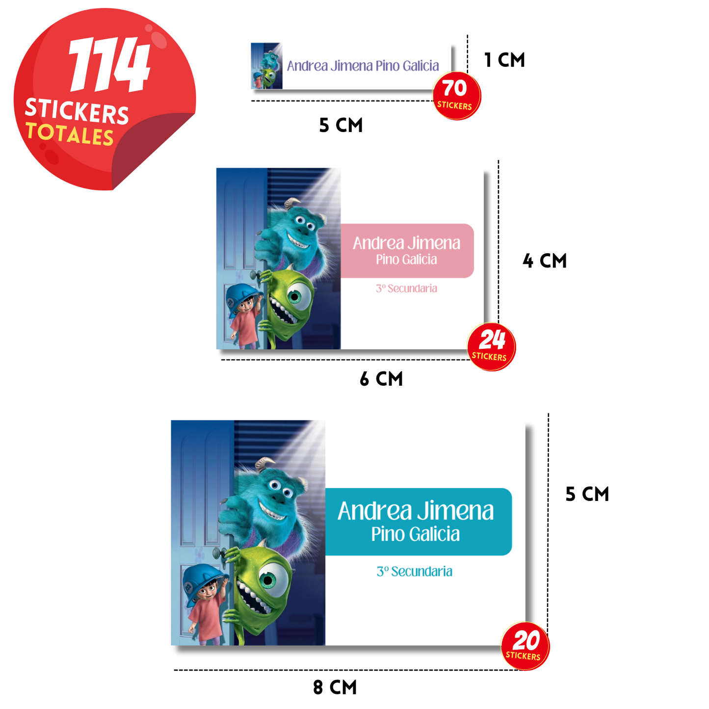 Monsters Inc. Escolares Personalizadas Libretas, Libros y Lápices