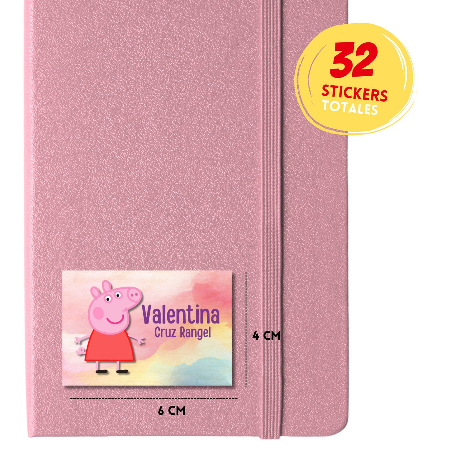 Peppa Pig Etiquetas Escolares Personalizadas Libretas, Libros y Lápices