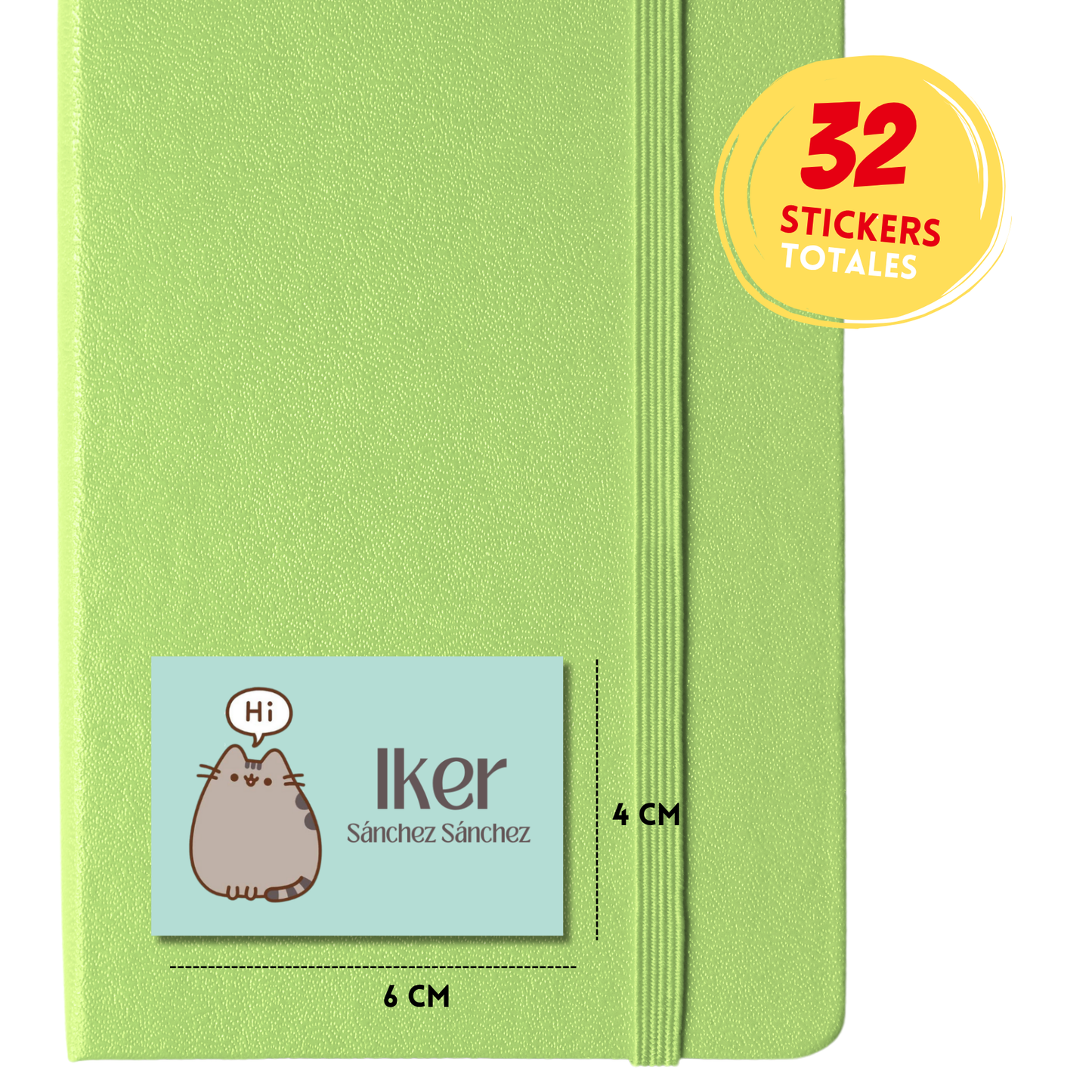 Pusheen Hola Etiquetas Escolares Personalizadas Libretas, Libros y Lápices