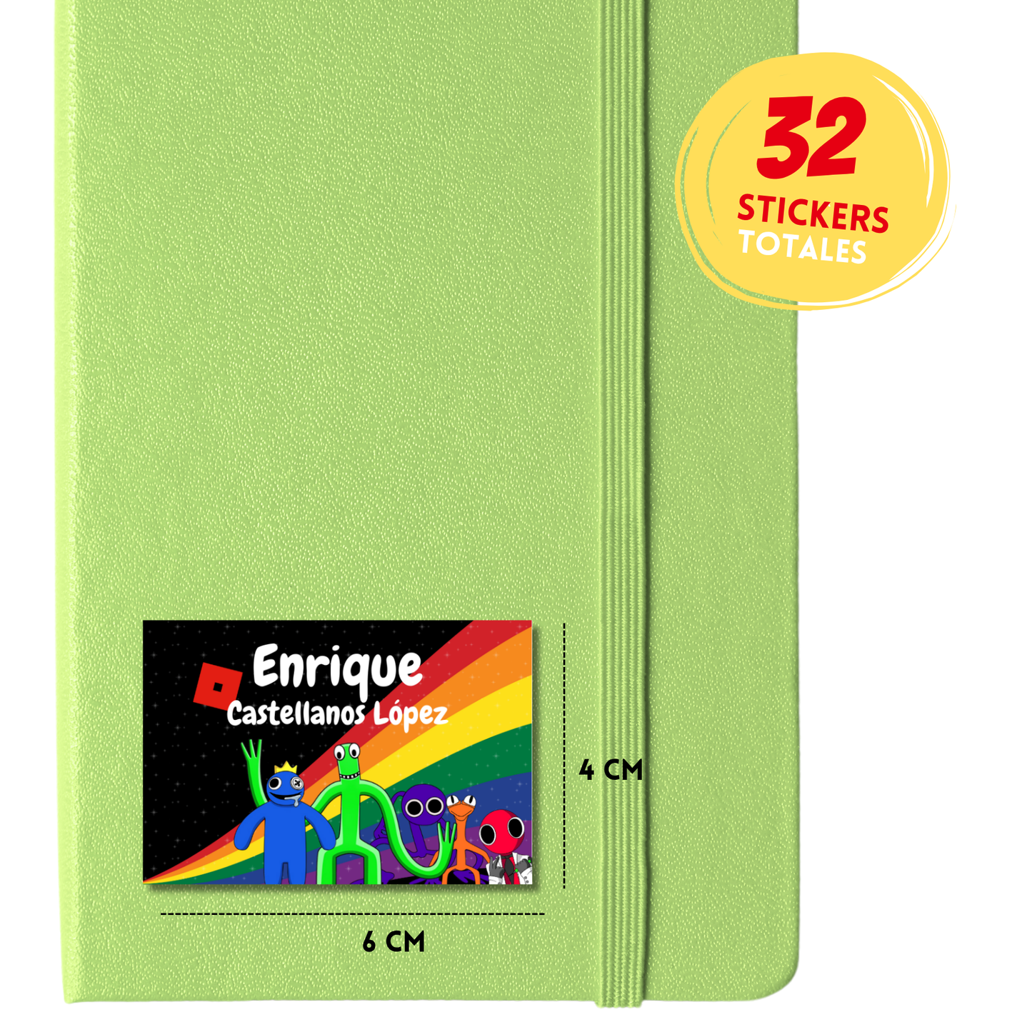 Rainbow Friends Arcoíris Etiquetas Escolares Personalizadas Libretas, Libros y Lápices