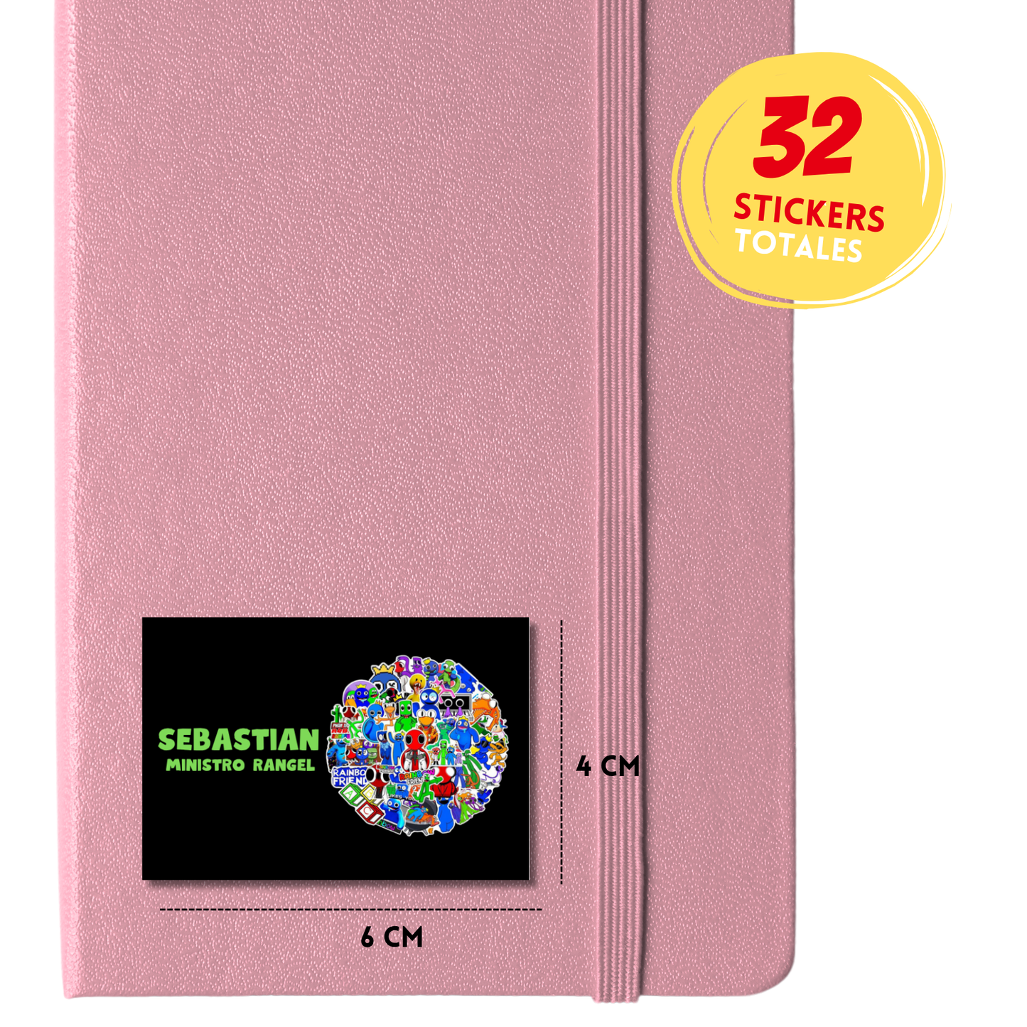 Rainbow Friends Personajes Etiquetas Escolares Personalizadas Libretas, Libros y Lápices