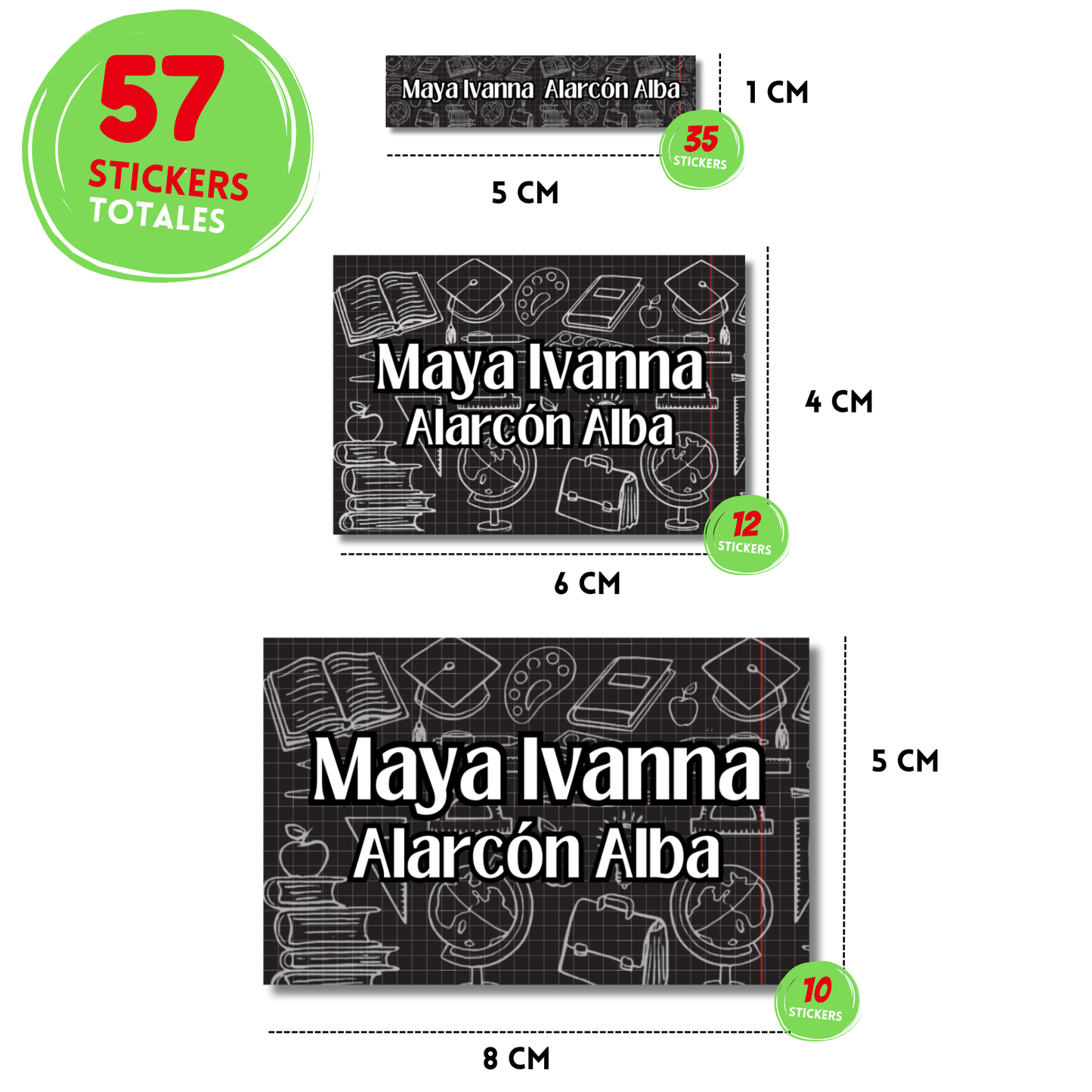 Scholar Pizarrón Etiquetas Escolares Personalizadas Libretas, Libros y Lápices